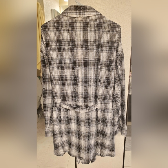 Checkered Plaid Long sleeve Linen Dress - Picture 3 of 3